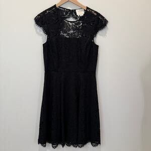 Kate Spade Black Lace Open-Back Fit & Flare Dress Size 10 Black NWT